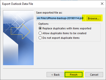 Export Outlook PST